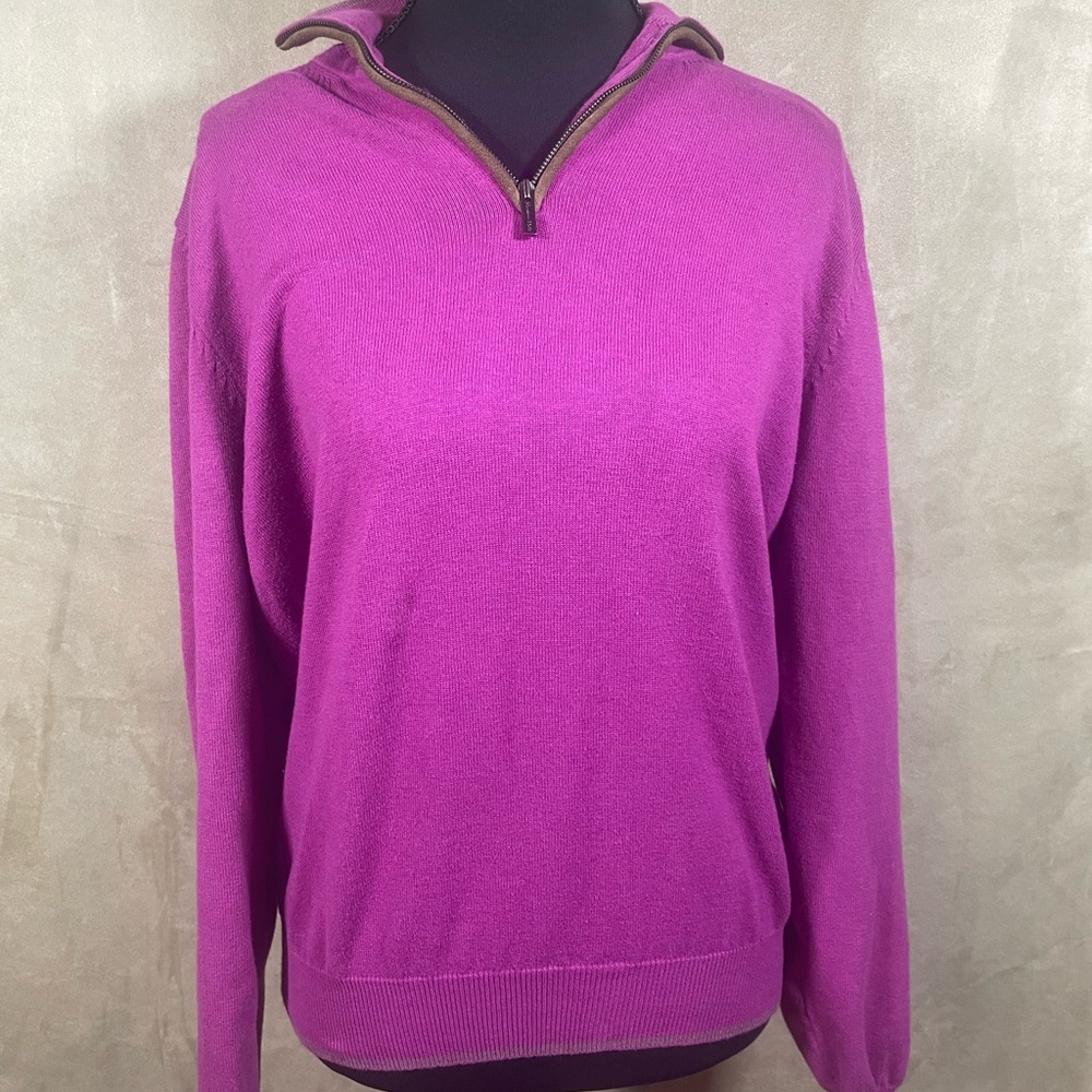 Massimo Dutti Magenta Quarter Zip Sweater | M